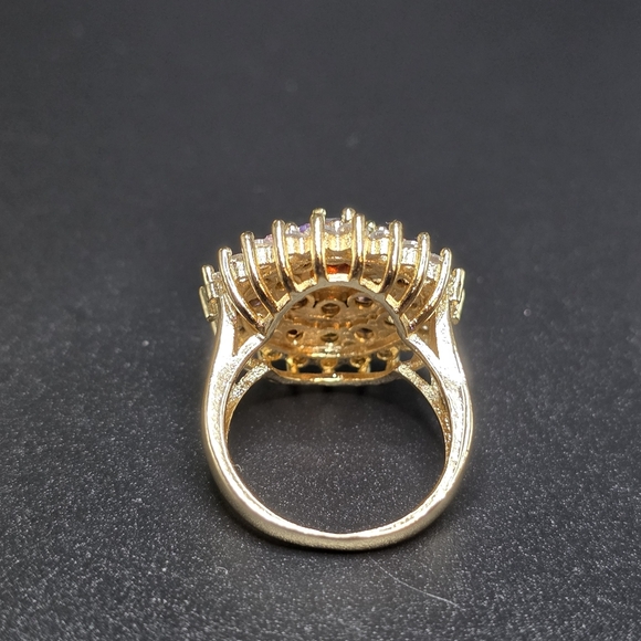 💛💗💜💚💙 Gold-Filled Multicolor Cluster Statement Ring – Size 7 - Picture 4 of 5